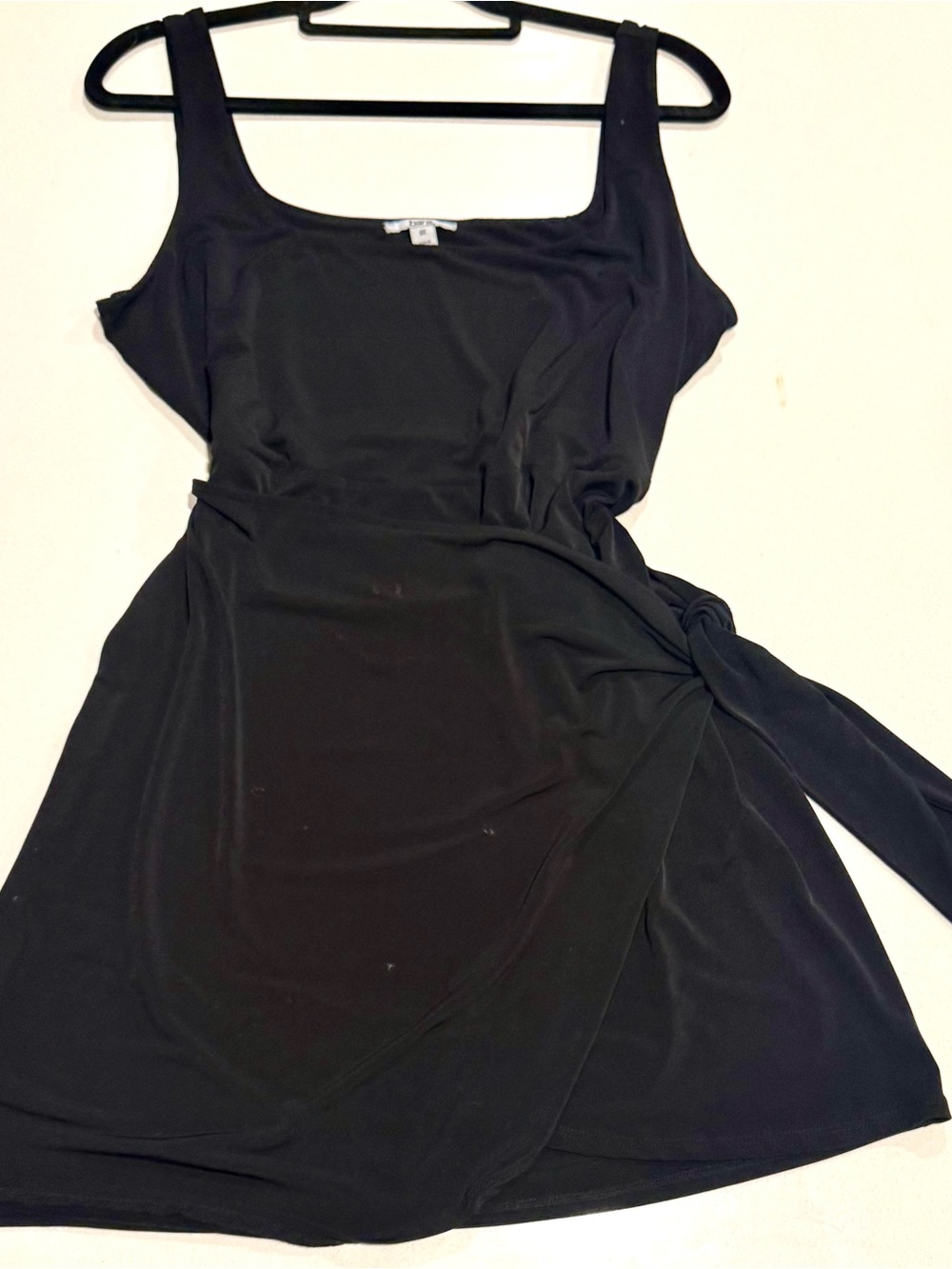 Bar III Black Square-Neck Wrap Mini Dress